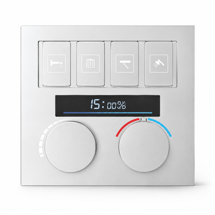 SERVEO REGALIA SERIES 4 WAY MULTI-FUCTION THERMOSTATIC HIGH FLOW DIVERTER WITH DIGITAL DISPLAY SV904-DCP-CHROME