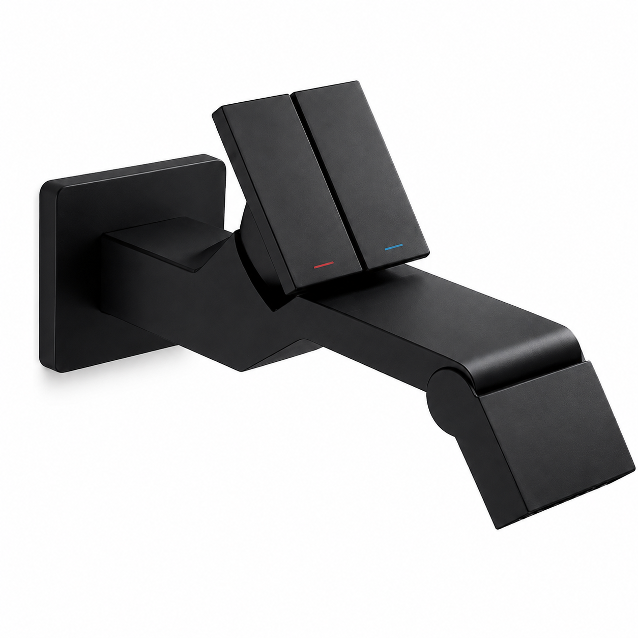 SERVEO CLICK BUTTON WALL MOUNTED BRASS BASIN MIXER SV6210-BLACK MATT