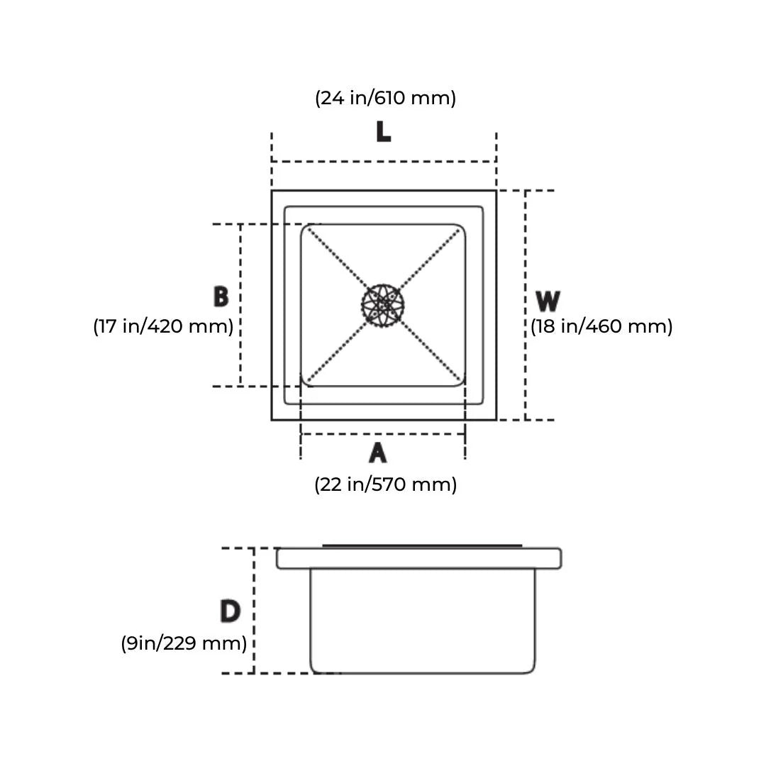 Hindware Stainless Steel Sink Handmade Series SINGLE BOWL DOMINGO HM 24 x 18 ( 24 x 18 inches ) - Satin