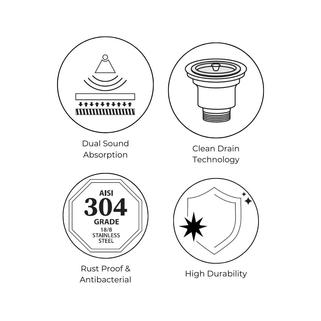 Hindware Stainless Steel Sink Designer Series DOMINGO NEO PLUS 24x18x9 ( 24 x 18 inches ) - Satin