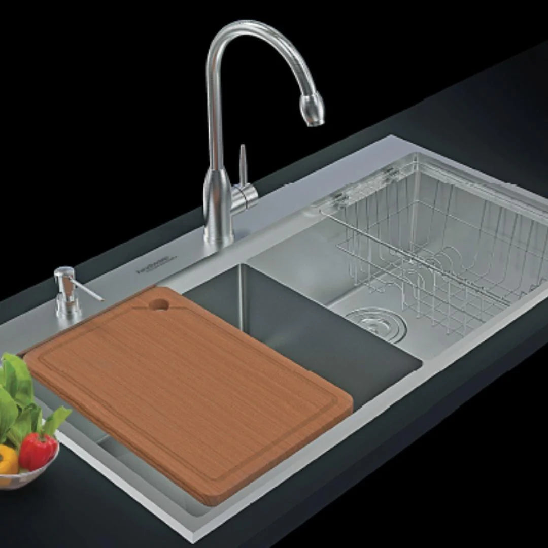 Hindware Stainless Steel Sink Designer Series DOUBEL BOWL RICARDO PLUS ( 37 x 20 inches ) - Satin