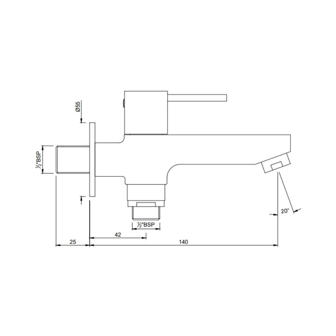 Jaquar WC Area 2 Way Bib Tap D'Arc DRC-CHR-37041 - Chrome