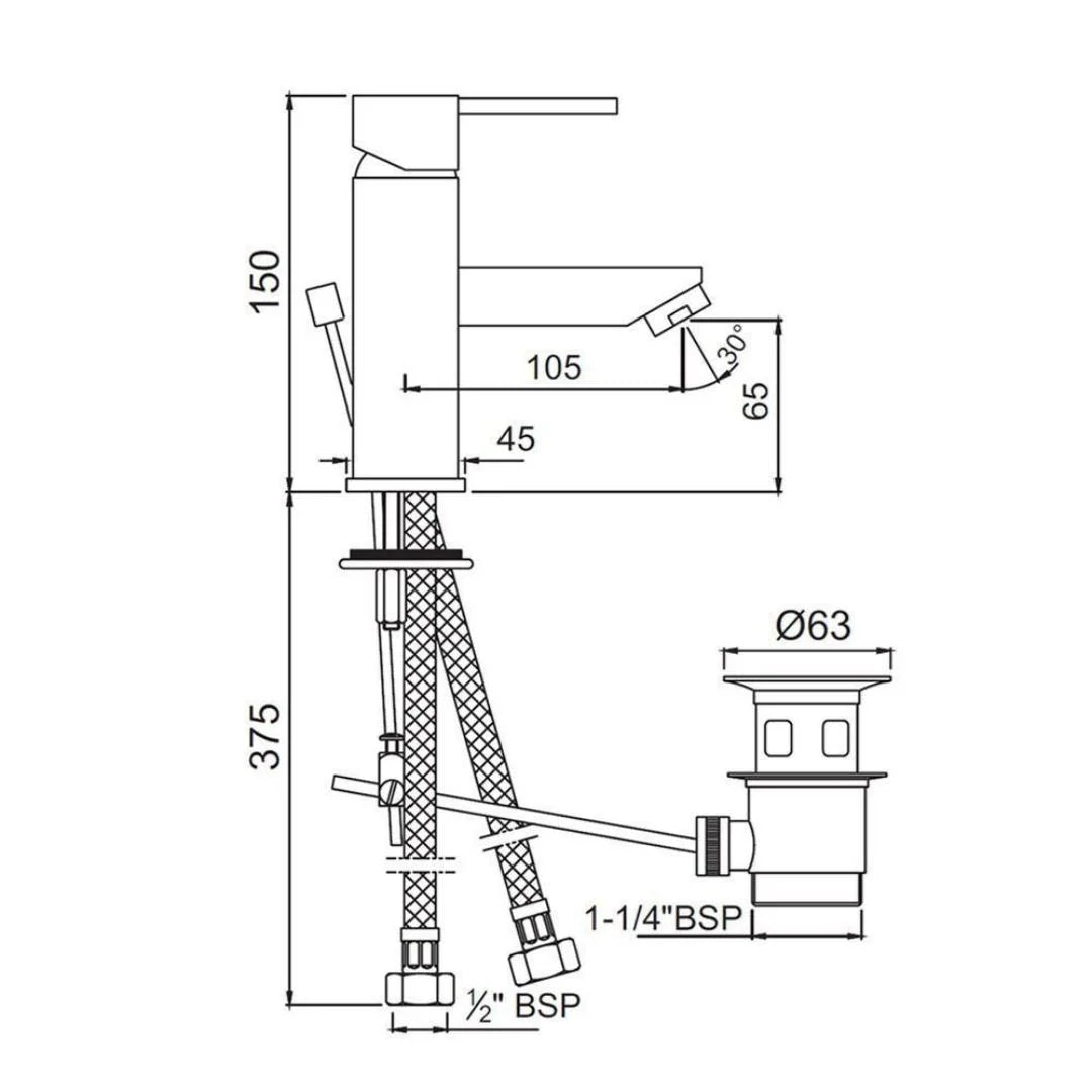 Jaquar Table Mounted Regular Basin Mixer D Arc DRC-CHR-37051B - Chrome