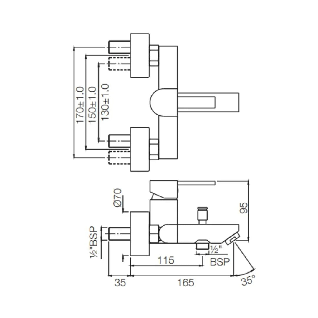 Jaquar 2 Way Wall Mixer D'Arc DRC-CHR-37119 Normal Flow - Chrome Finish