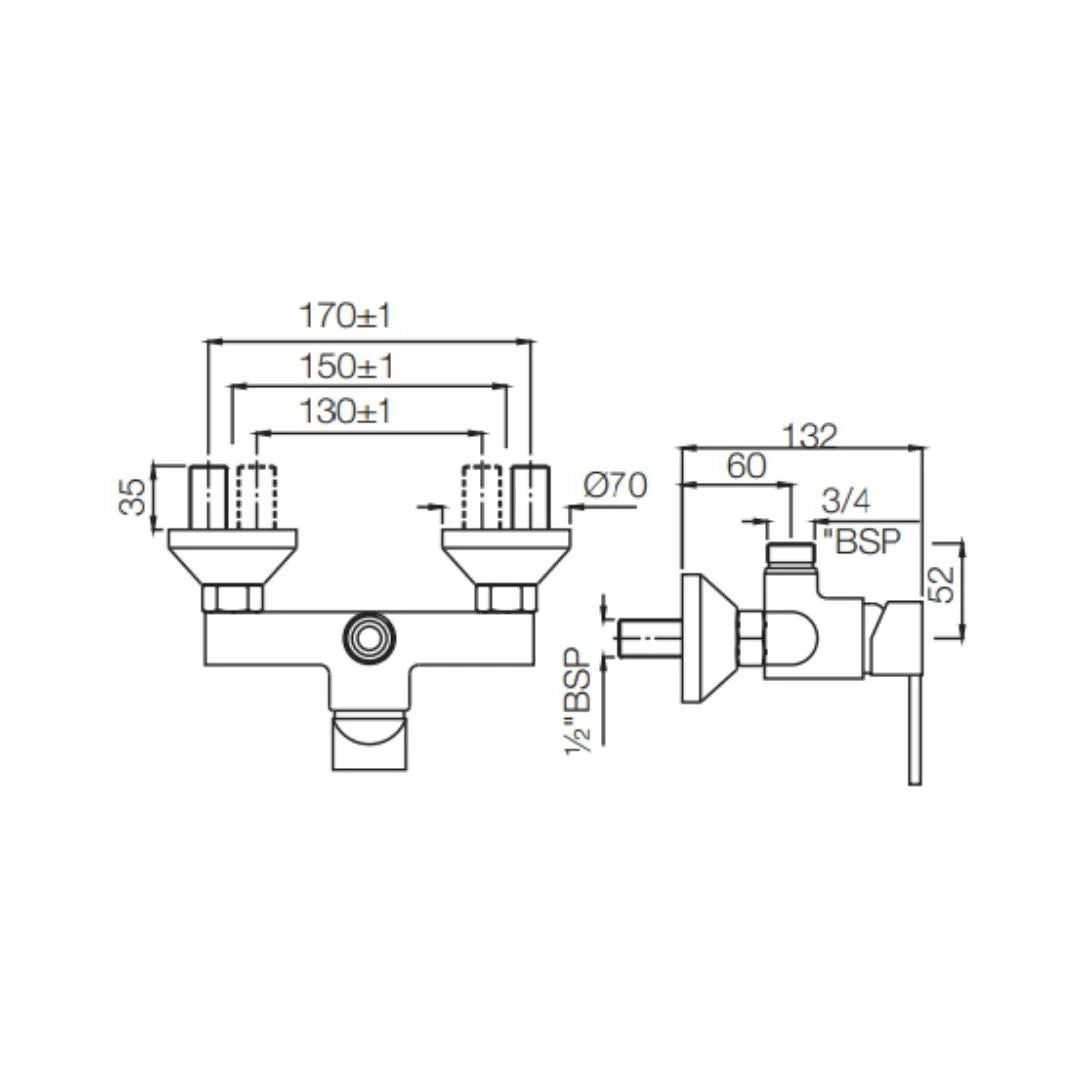 Jaquar 1 Way Wall Mixer D'Arc DRC-CHR-37147 Normal Flow - Chrome Finish