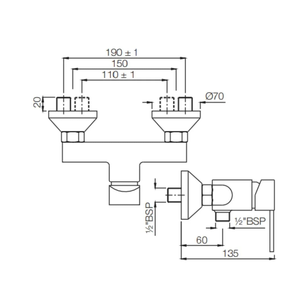 Jaquar 1 Way Wall Mixer D'Arc DRC-CHR-37149 Normal Flow - Chrome Finish