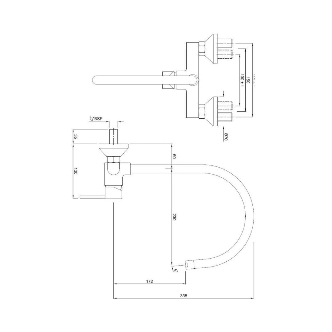 Jaquar Wall Mounted Regular Kitchen Sink Mixer D'arc DRC-37165 with Swinging Spout in Chrome Finish