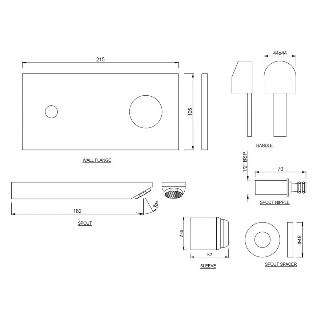 Jaquar Wall Mounted Basin Mixer D Arc DRC-CHR-37233NK - Chrome