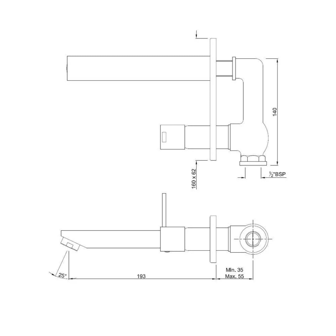 Jaquar Wall Mounted Basin Tap D Arc DRC-CHR-37441K - Chrome