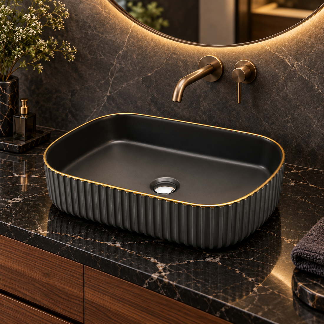 SCUBA MATT COLOR DESGIN WASH BASIN 20X13 SC-9816 BG - BROWN GOLD