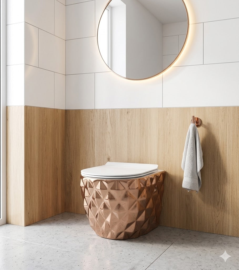 SCUBA DESIGNER SERIES RIMLESS WALL HUNG WC SC-9647-WHITE ROSE GOLD