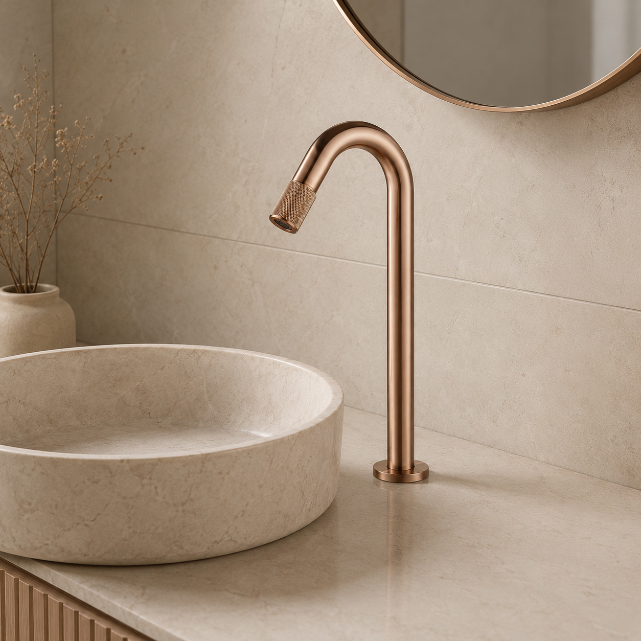 SERVEO MOUTH OPERATED TALL COLD BASIN TAP SV6303-ROSE GOLD