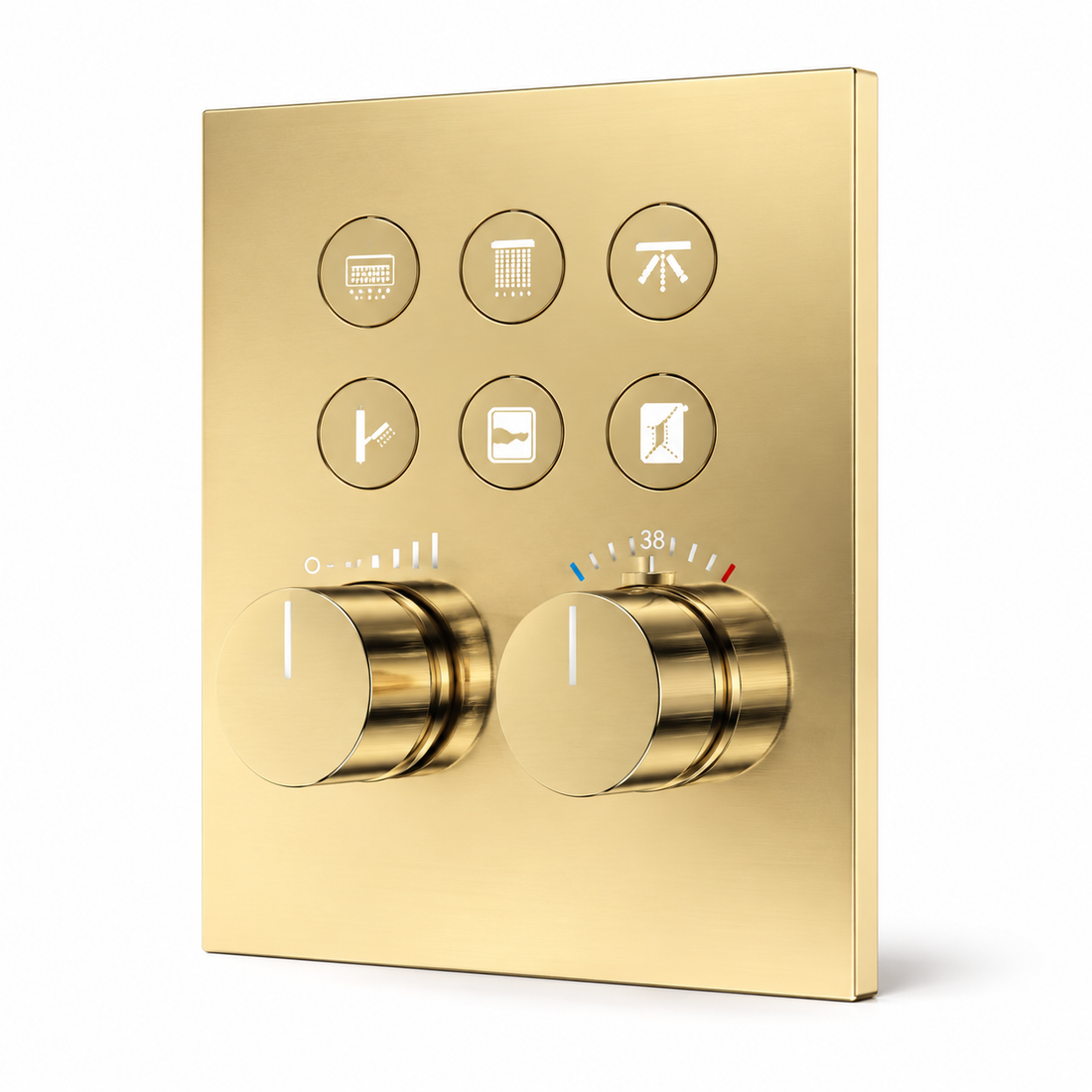 SERVEO GRACE SERIES 6 WAY  MULTI-FUNCTION THERMOSTATIC HIGH FLOW DIVERTER SV946-BG-BRUSH GOLD