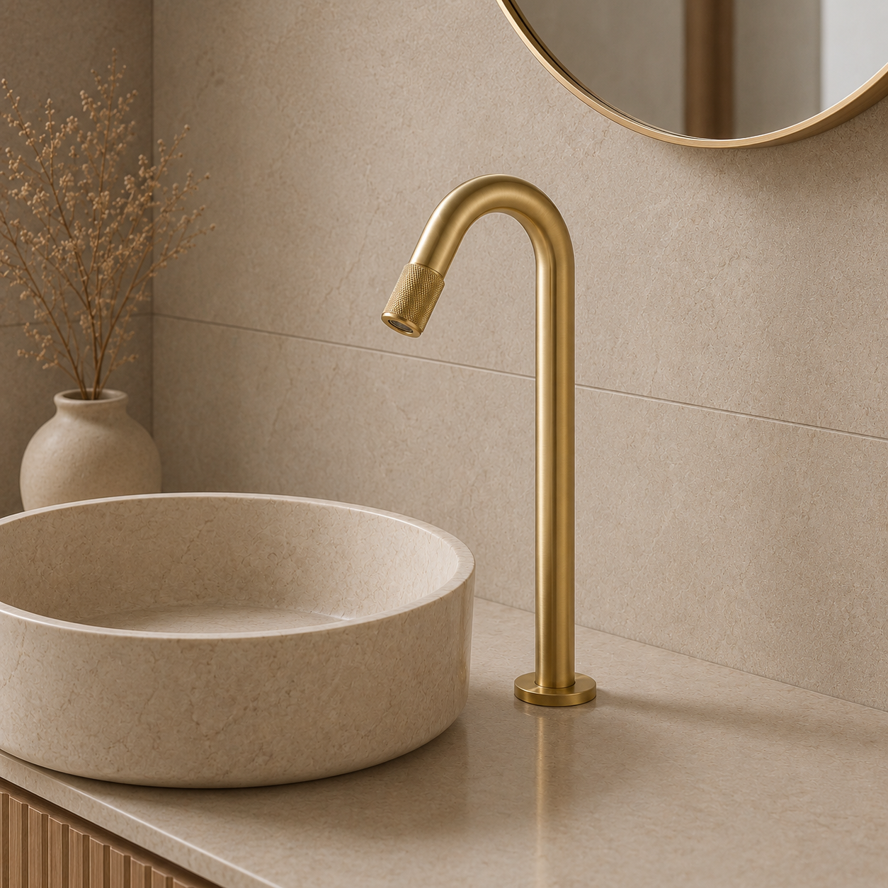 SERVEO MOUTH OPERATED TALL COLD BASIN TAP SV6303-BRUSH GOLD