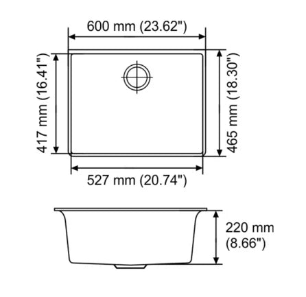 Nirali Quartz Sink Quartz Premium Range ELEX ( 23.5 x 18 inches ) - Onyx