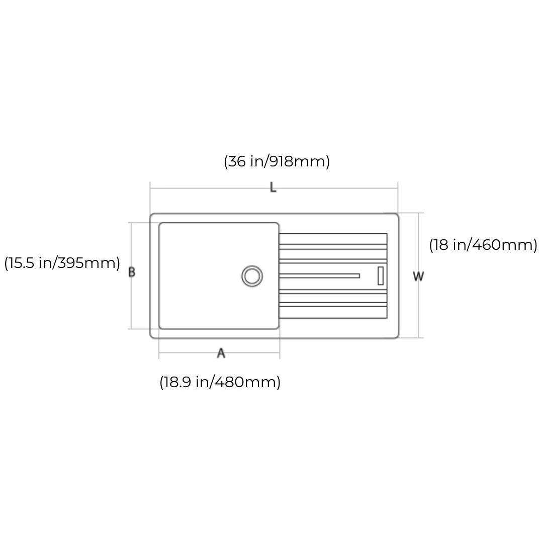 Hindware Quartz Sink Emerald EMERALD 36 X 18 X 8 ( 36 x 18 inches ) - Black