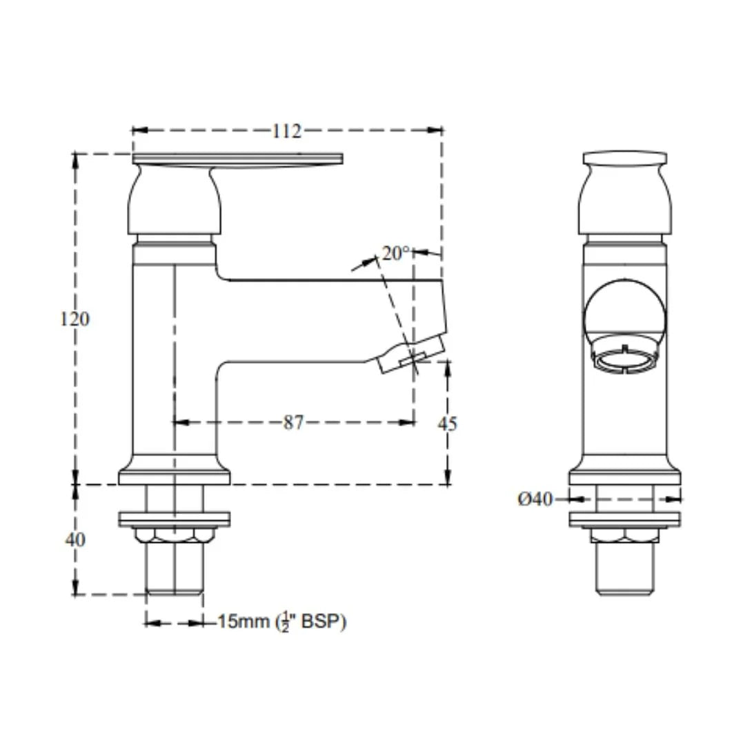 Cera Table Mounted Regular Basin Tap Titanium F1003101 - Chrome