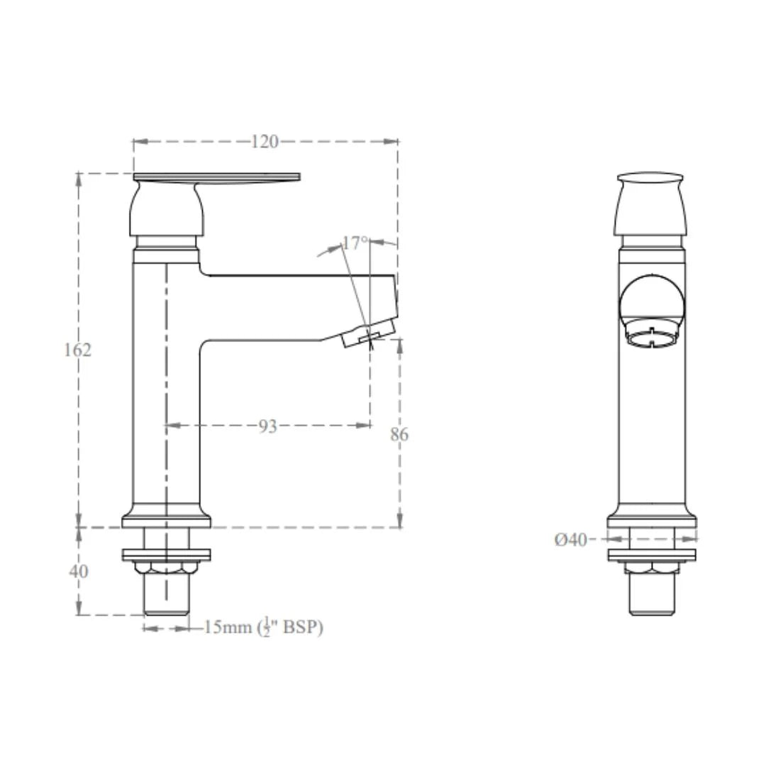 Cera Table Mounted Regular Basin Tap Titanium F1003103 - Chrome