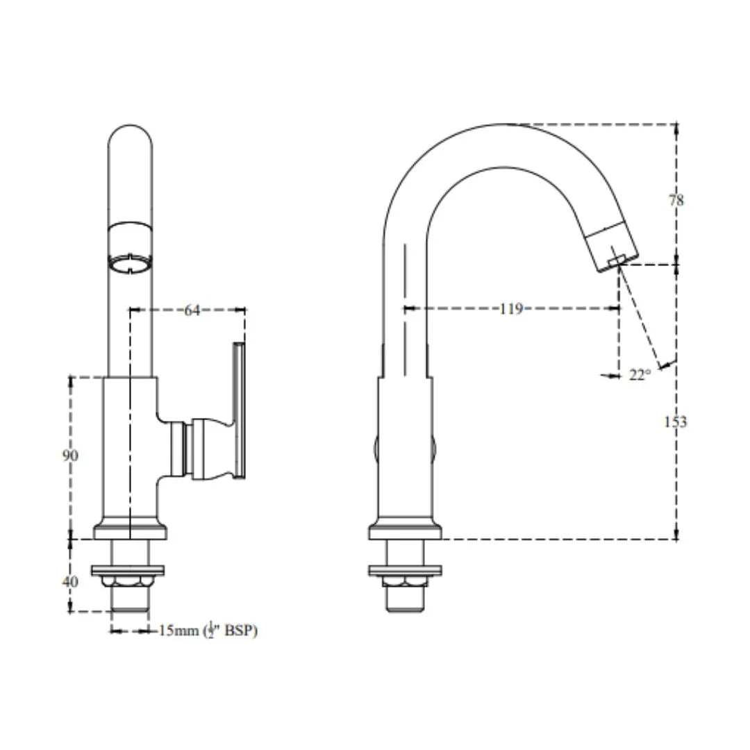 Cera Table Mounted Regular Basin Tap Titanium F1003104 - Chrome