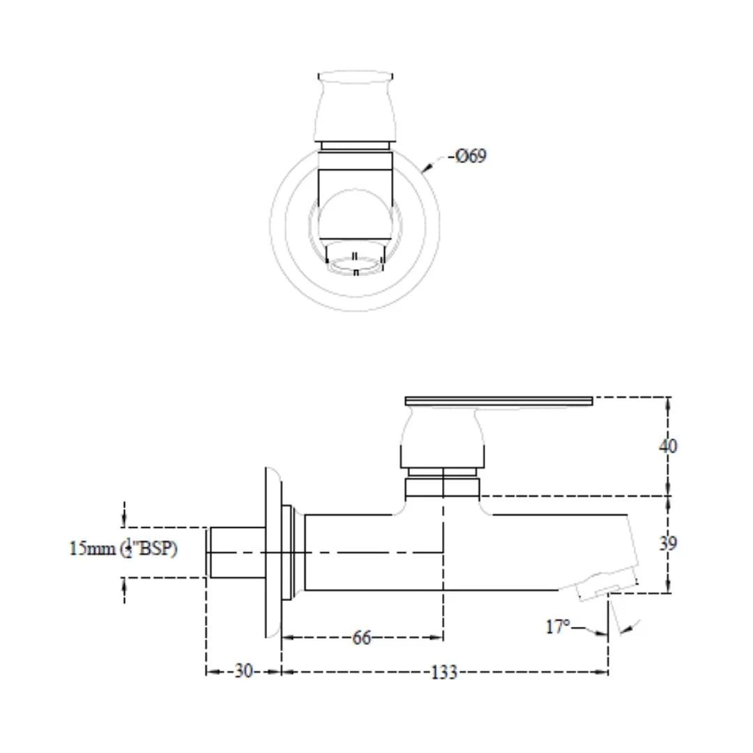 Cera WC Area Bib Tap Titanium F1003151 - Chrome