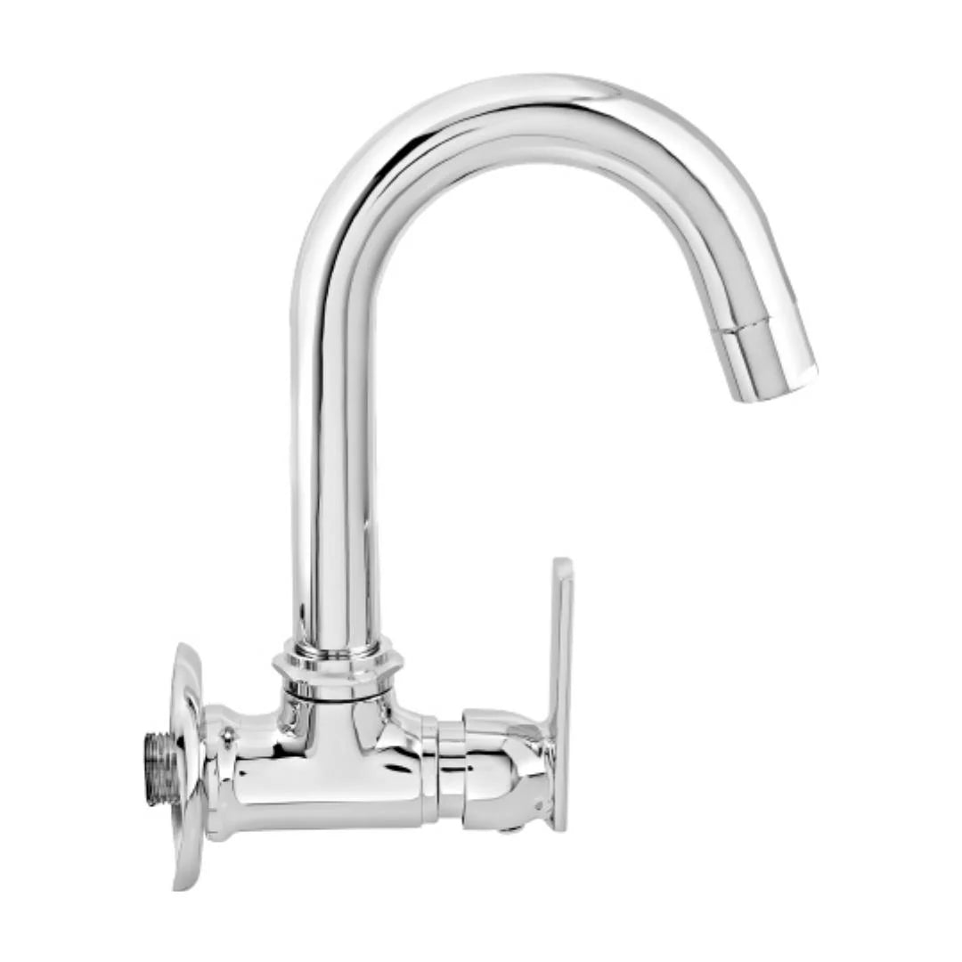 Cera Wall Mounted Regular Kitchen Sink Tap Titanium F1003251 with Swinging Spout in Chrome Finish