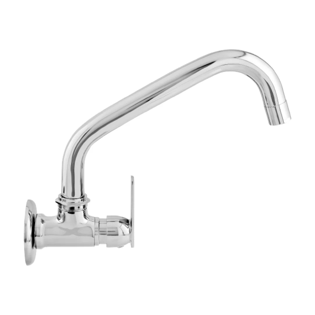 Cera Wall Mounted Regular Kitchen Sink Tap Titanium F1003261 with Swinging Spout in Chrome Finish