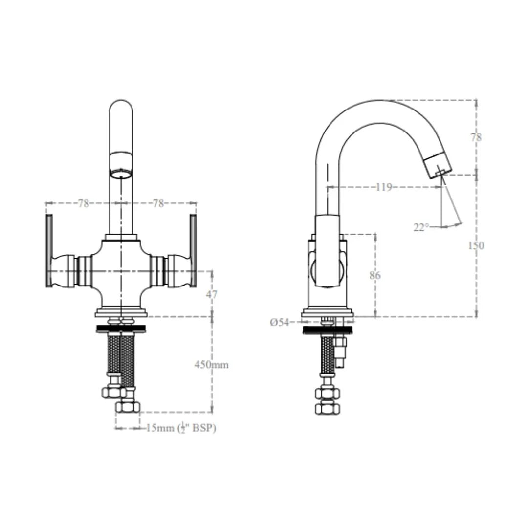 Cera Table Mounted Regular Basin Mixer Titanium F1003461 - Chrome
