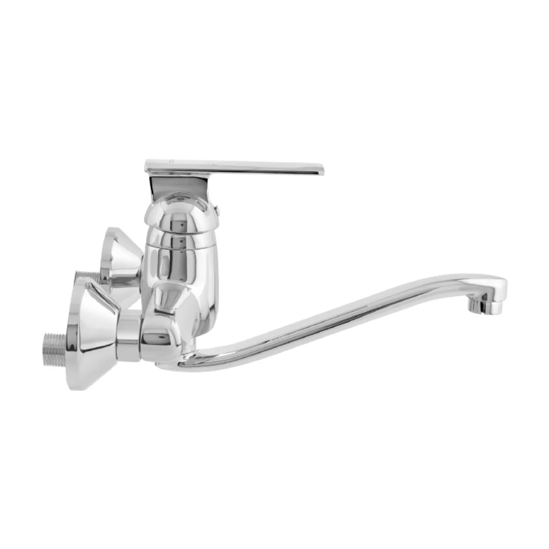 Cera Wall Mounted Regular Kitchen Sink Mixer Titanium F1003531 with Swinging Spout in Chrome Finish