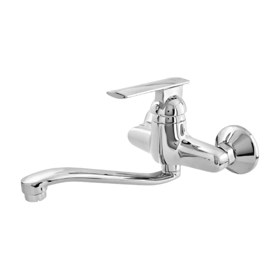 Cera Wall Mounted Regular Kitchen Sink Mixer Titanium F1003531 with Swinging Spout in Chrome Finish