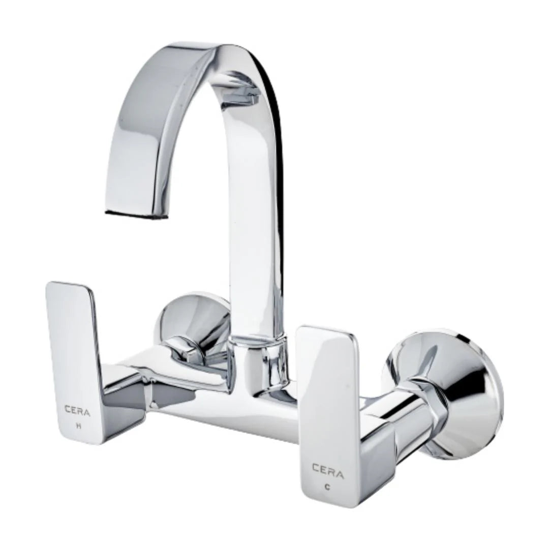 Cera Wall Mounted Regular Kitchen Sink Mixer Ruby F1005501 with Swinging Spout in Chrome Finish