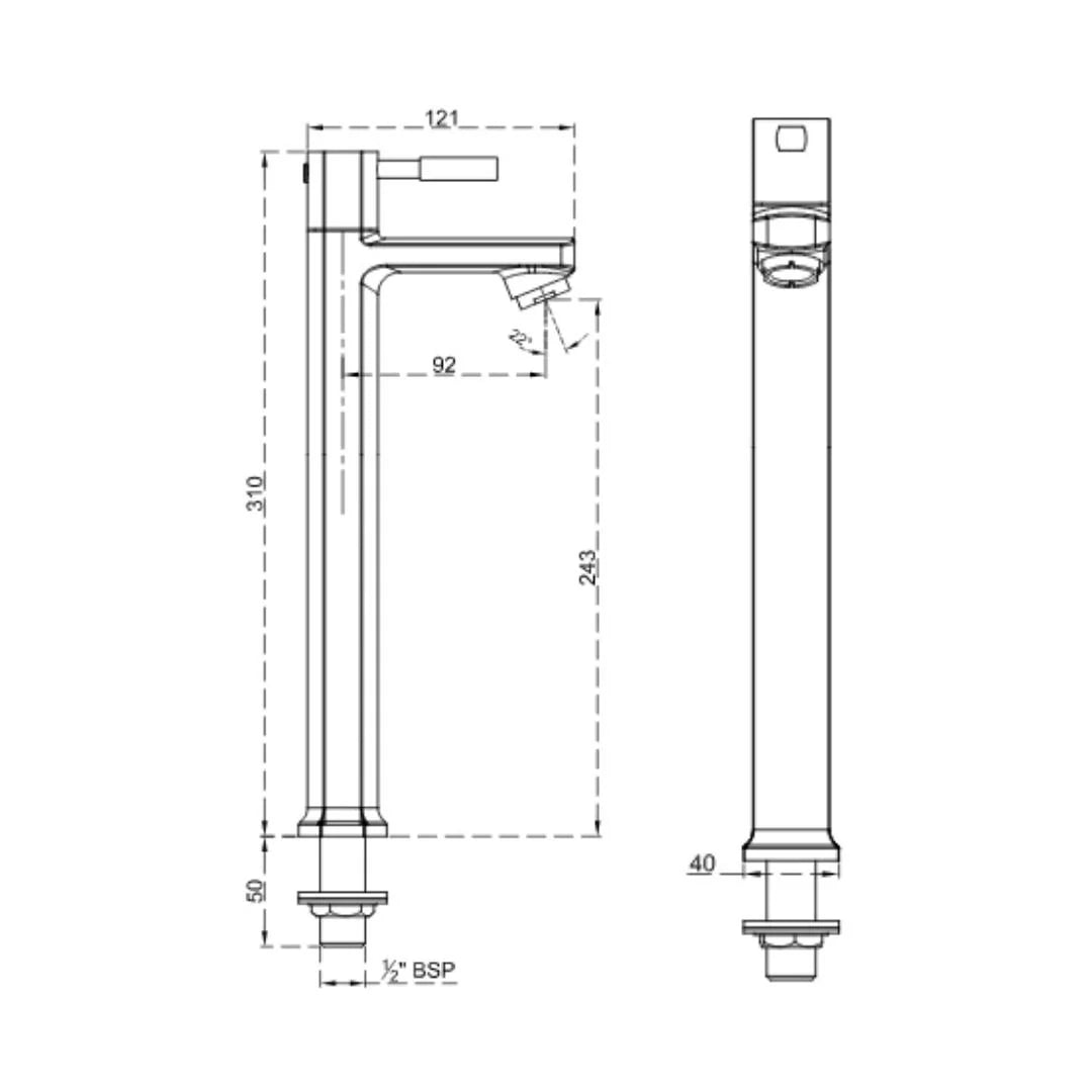 Cera Table Mounted Tall Boy Basin Tap Gayle F1014102 - Chrome