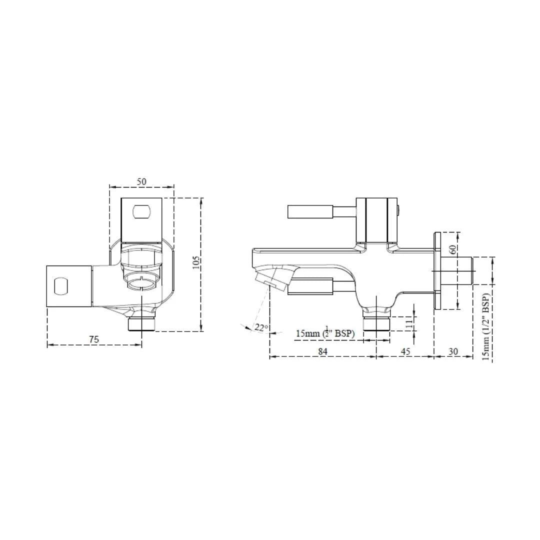 Cera WC Area 2 Way Bib Tap Gayle F1014161 - Chrome