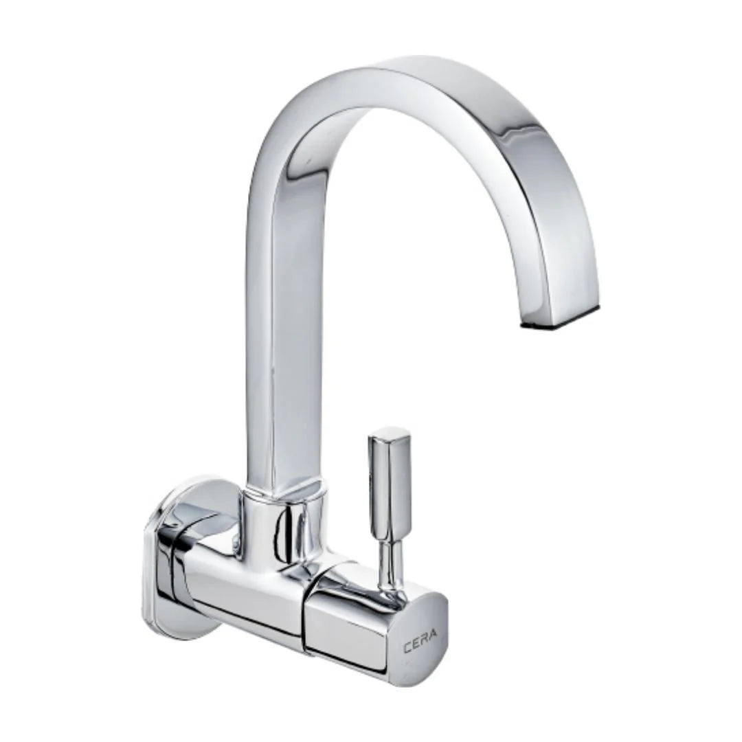Cera Wall Mounted Regular Kitchen Sink Tap Gayle F1014251 with Swinging Spout in Chrome Finish