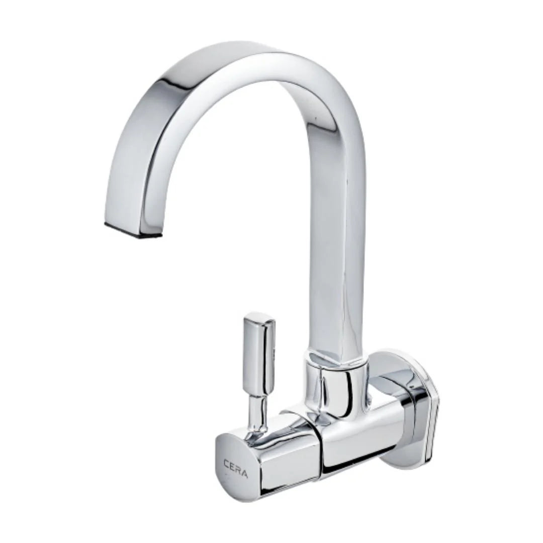 Cera Wall Mounted Regular Kitchen Sink Tap Gayle F1014251 with Swinging Spout in Chrome Finish