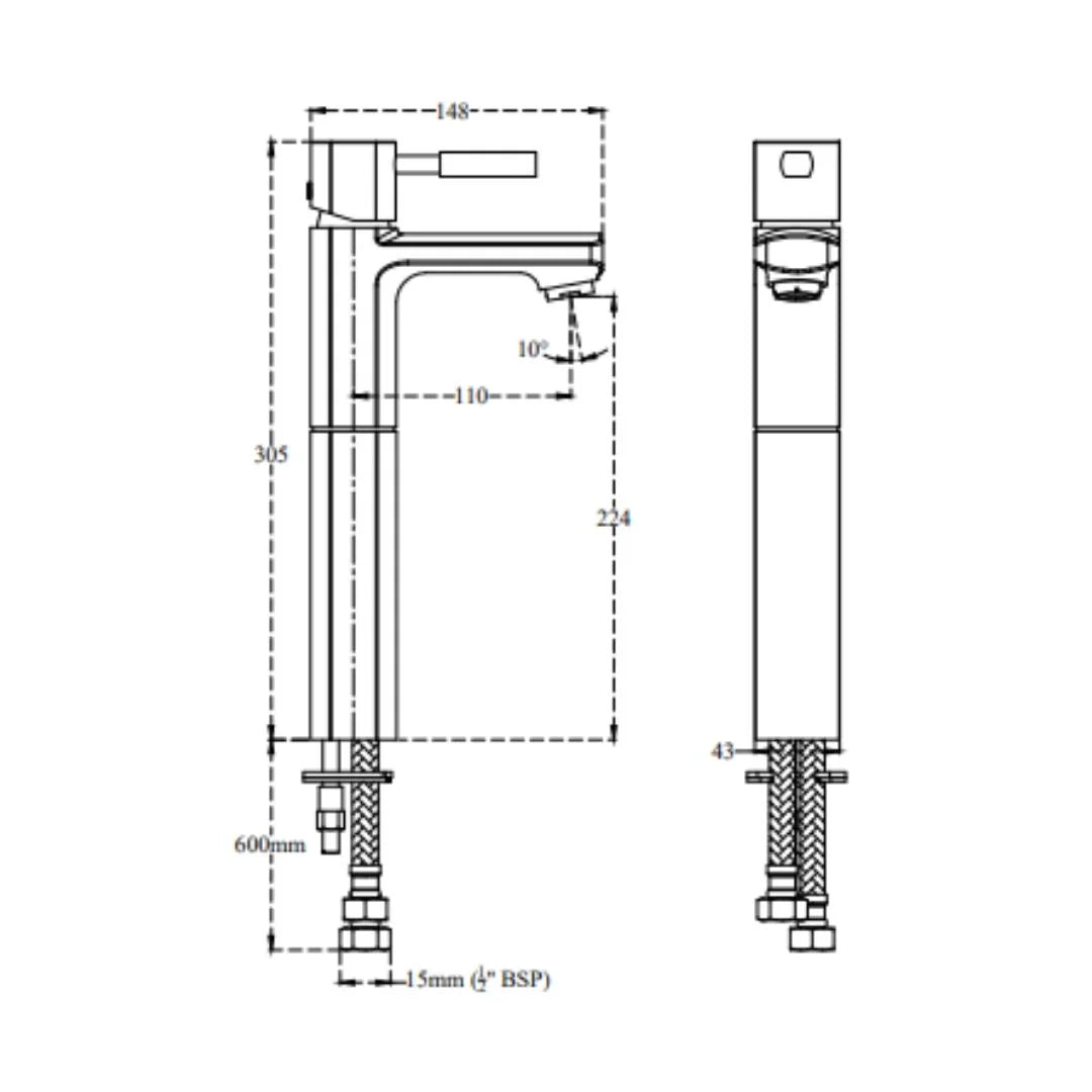Cera Table Mounted Tall Boy Basin Mixer Gayle F1014452 - Chrome