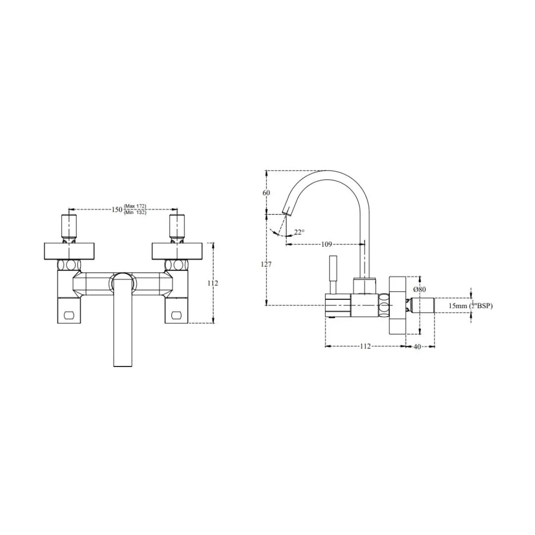 Cera Wall Mounted Regular Kitchen Sink Mixer Gayle F1014501 with Swinging Spout in Chrome Finish