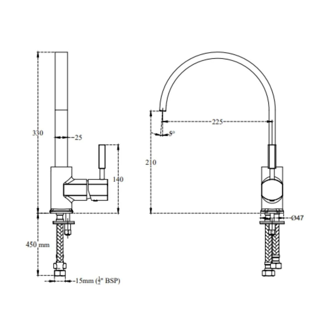 Cera Table Mounted Regular Kitchen Sink Mixer Gayle F1014551 with Swinging Spout in Chrome Finish