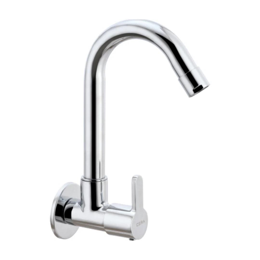 Cera Wall Mounted Regular Kitchen Sink Tap Victor F1015251 with Swinging Spout in Chrome Finish