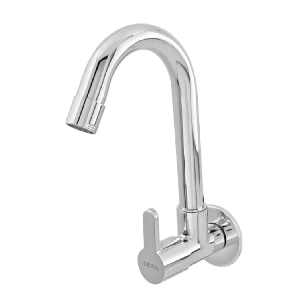 Cera Wall Mounted Regular Kitchen Sink Tap Victor F1015251 with Swinging Spout in Chrome Finish
