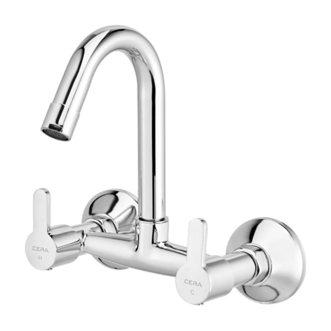 Cera Wall Mounted Regular Kitchen Sink Mixer Victor F1015501 with Swinging Spout in Chrome Finish
