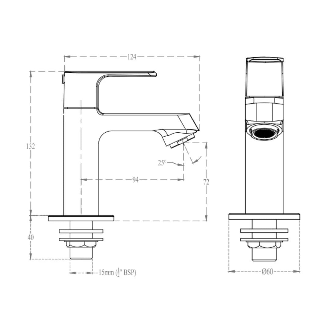 Cera Table Mounted Regular Basin Tap Chelsea F1016101GG - Graphite Grey