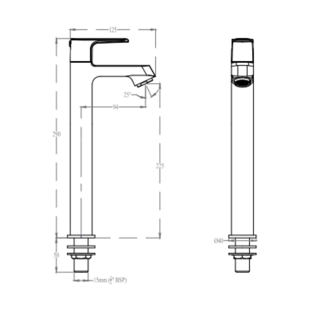 Cera Table Mounted Tall Boy Basin Tap Chelsea F1016102 - Chrome