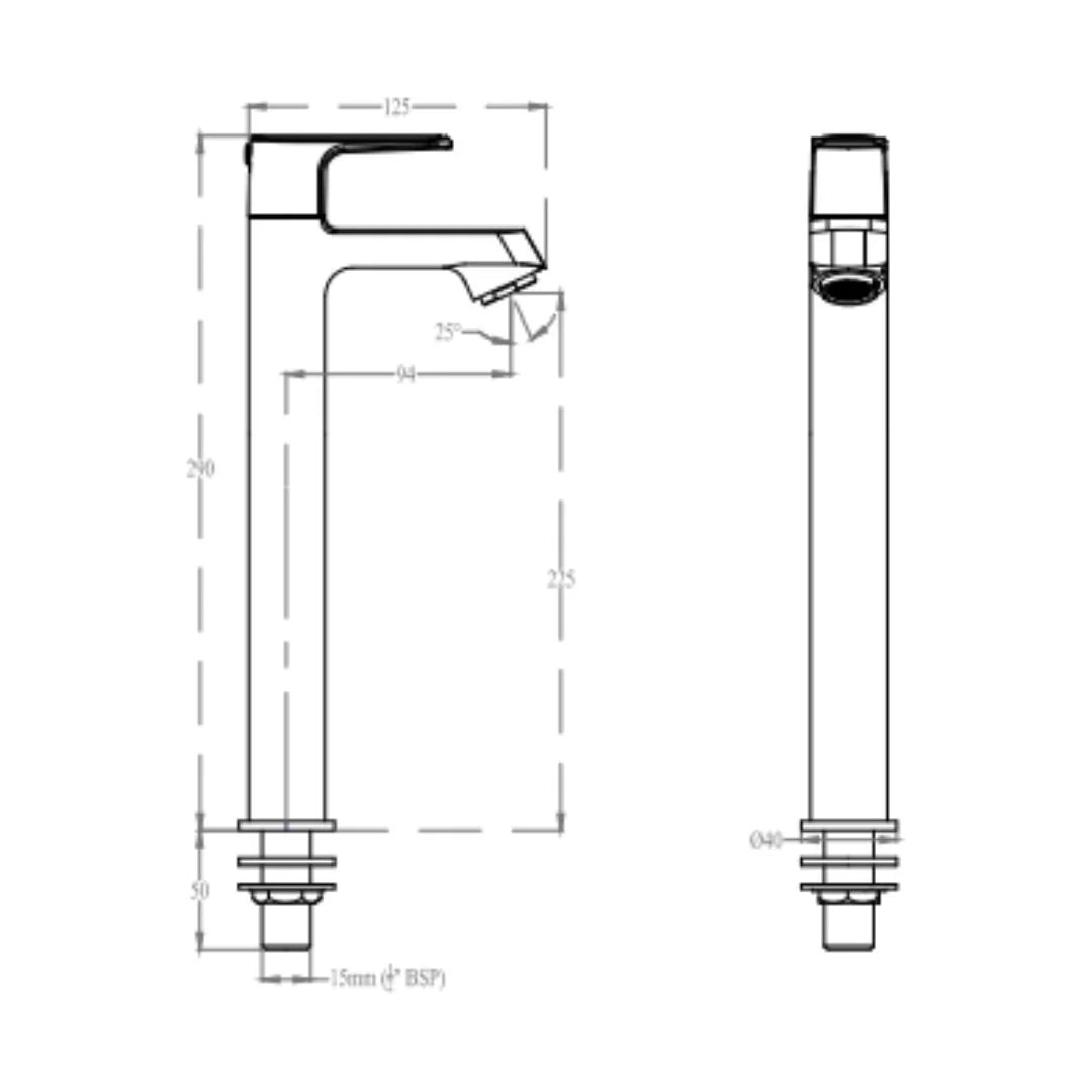 Cera Table Mounted Tall Boy Basin Tap Chelsea F1016102FG - French Gold