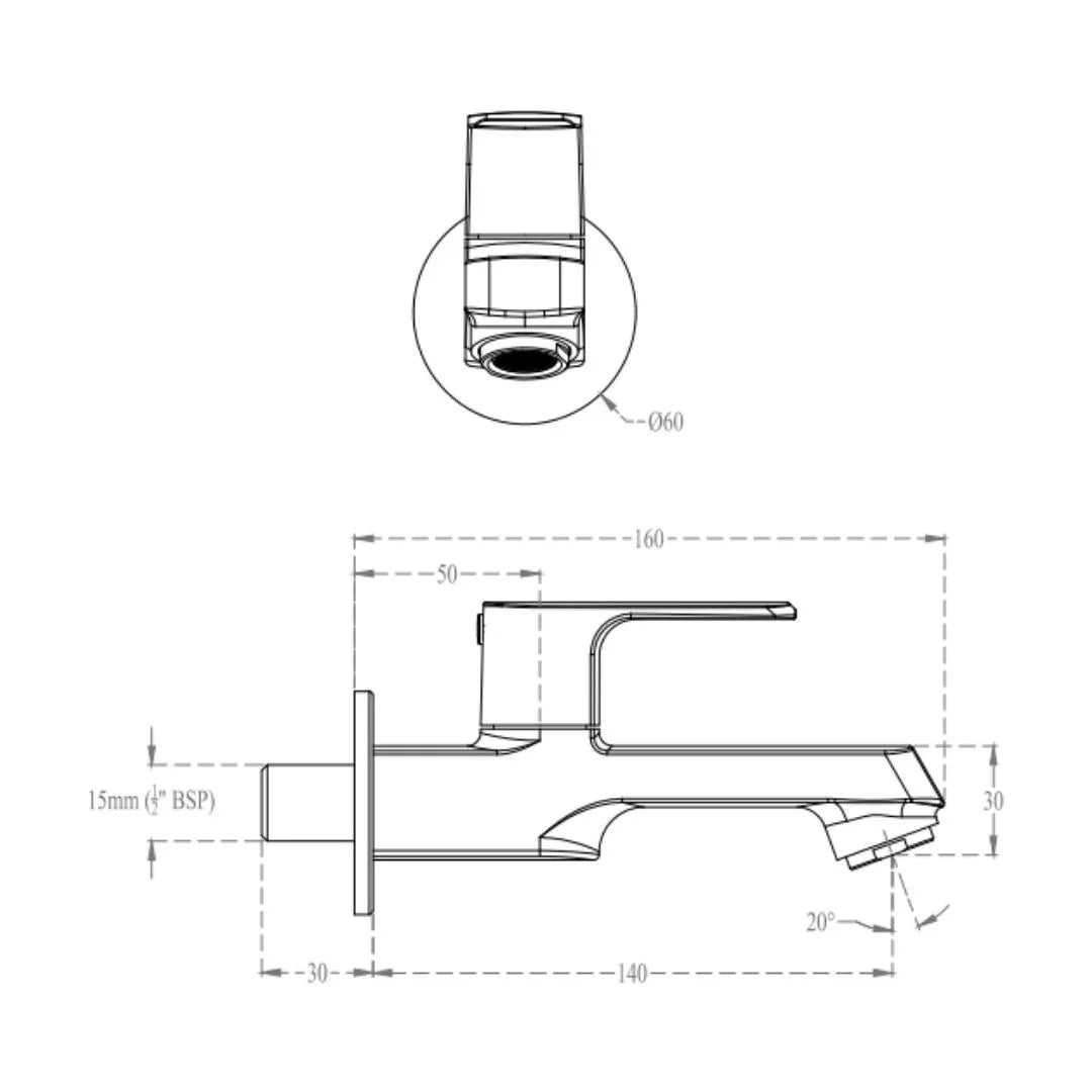 Cera WC Area Bib Tap Chelsea F1016151 - Chrome