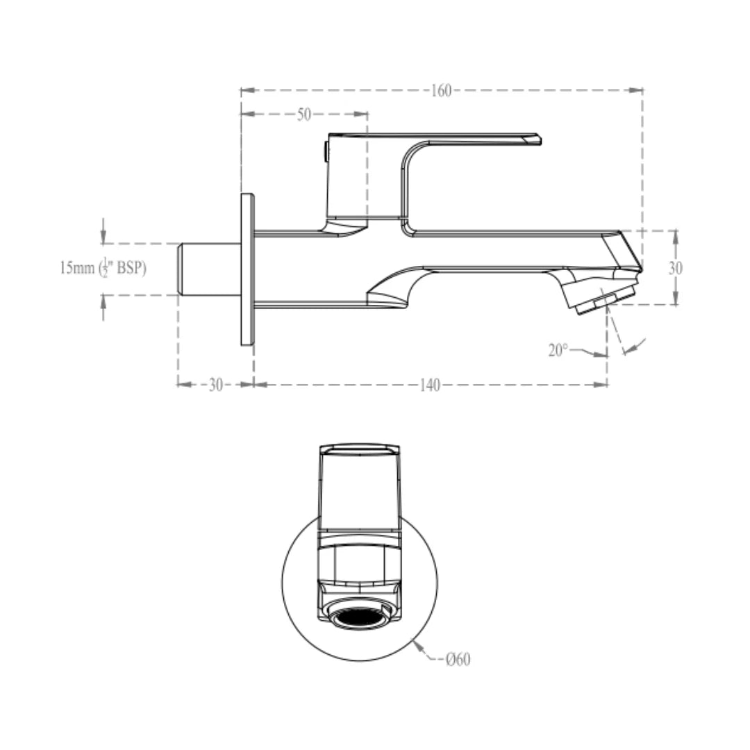 Cera WC Area Bib Tap Chelsea F1016151FG - French Gold