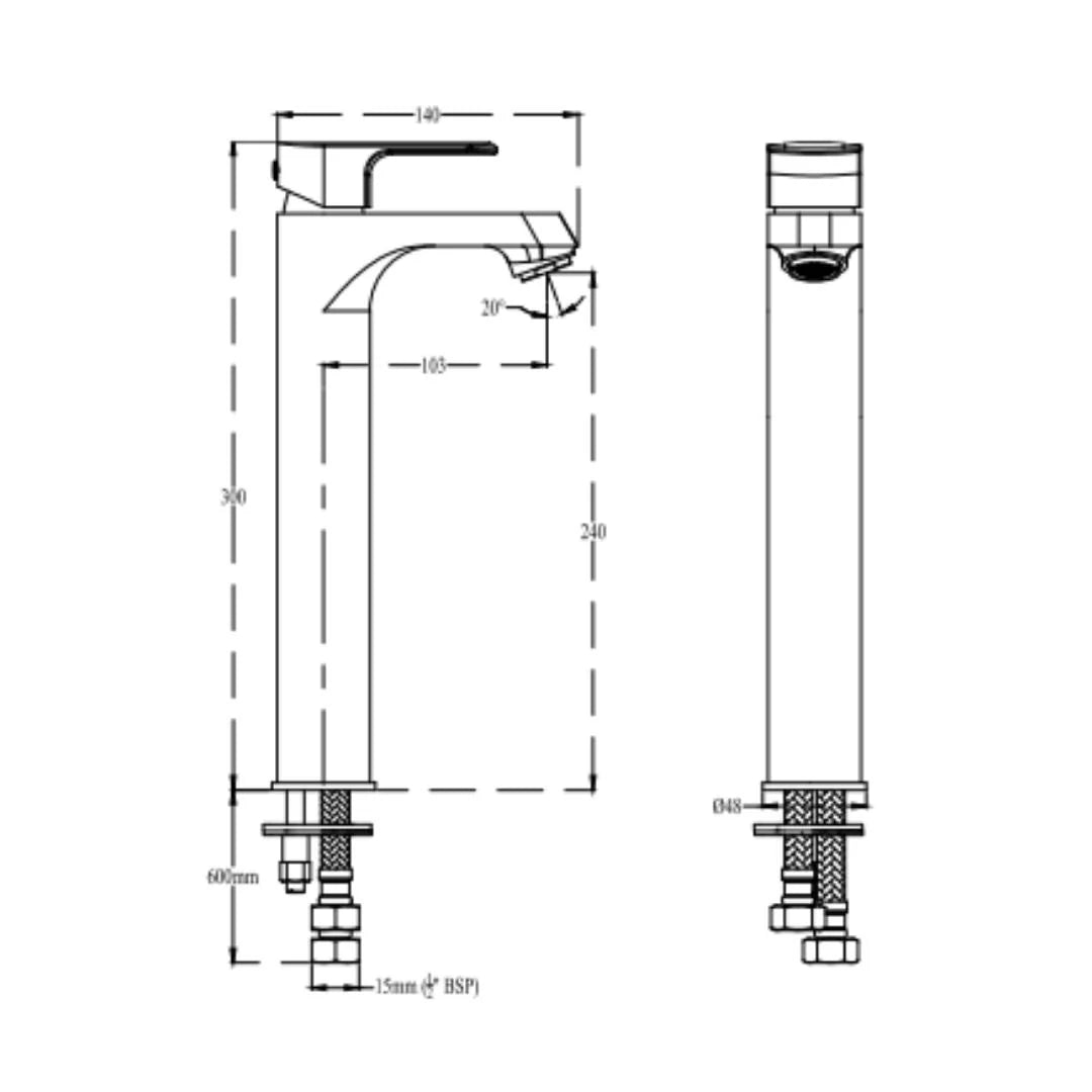 Cera Table Mounted Tall Boy Basin Mixer Chelsea F1016452 - Chrome