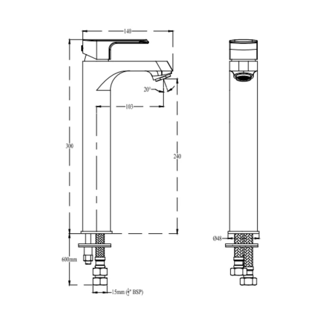 Cera Table Mounted Tall Boy Basin Mixer Chelsea F1016452AC - Antique Copper