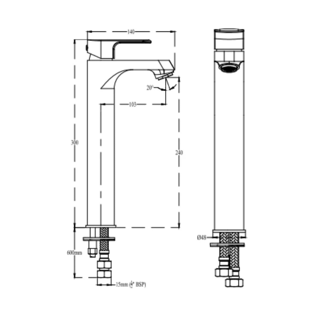 Cera Table Mounted Tall Boy Basin Mixer Chelsea F1016452FG - French Gold