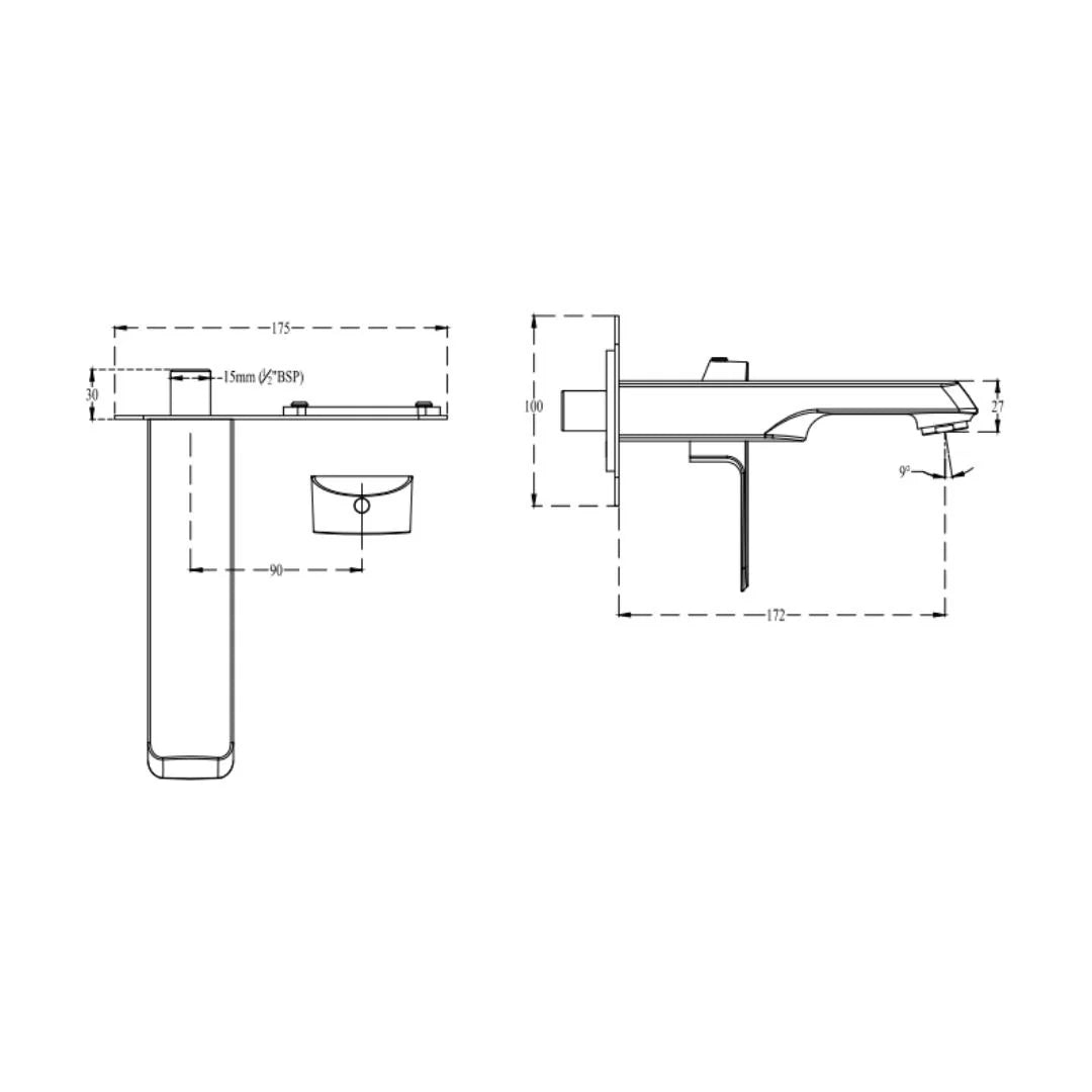 Cera Wall Mounted Basin Mixer Chelsea F1016473 - Chrome