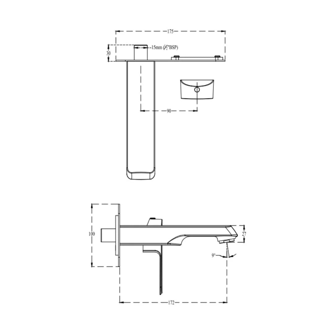 Cera Wall Mounted Basin Mixer Chelsea F1016473FG - French Gold